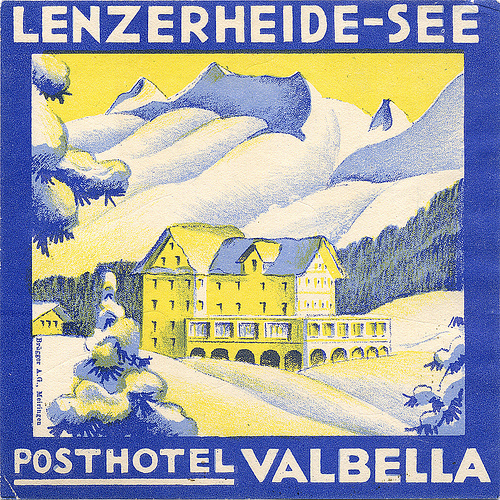 Mountains and Ski Vintage Travel Labels - VINTRALAB-022