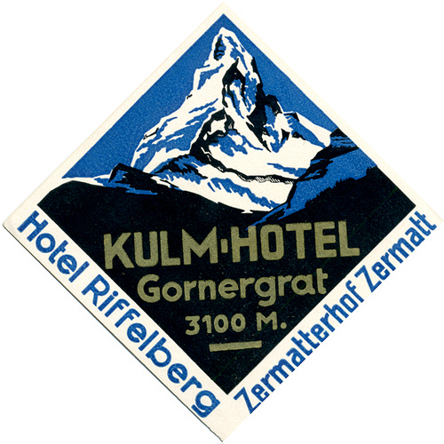 Mountains and Ski Vintage Travel Labels - VINTRALAB-048