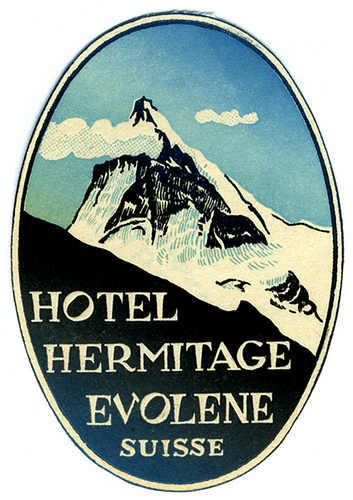 Mountains and Ski Vintage Travel Labels - VINTRALAB-057