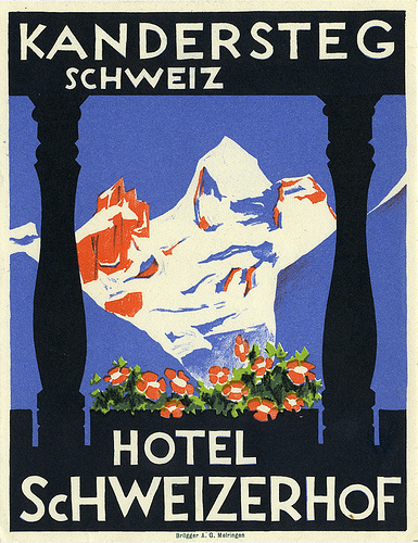 Mountains and Ski Vintage Travel Labels - VINTRALAB-086
