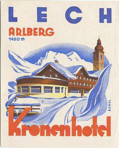 Mountains and Ski Vintage Travel Labels - VINTRALAB