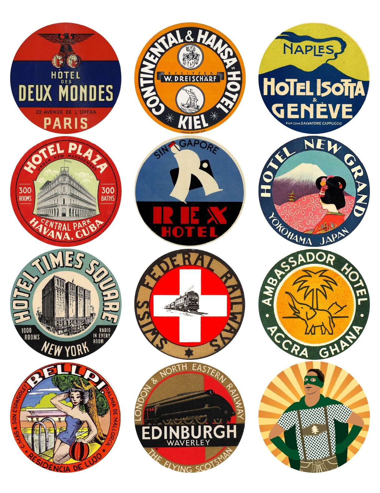 12 Vintage Travel Stickers From Around The World Free Download Vintralab