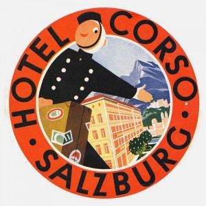 Austria and Germany vintage luggage label