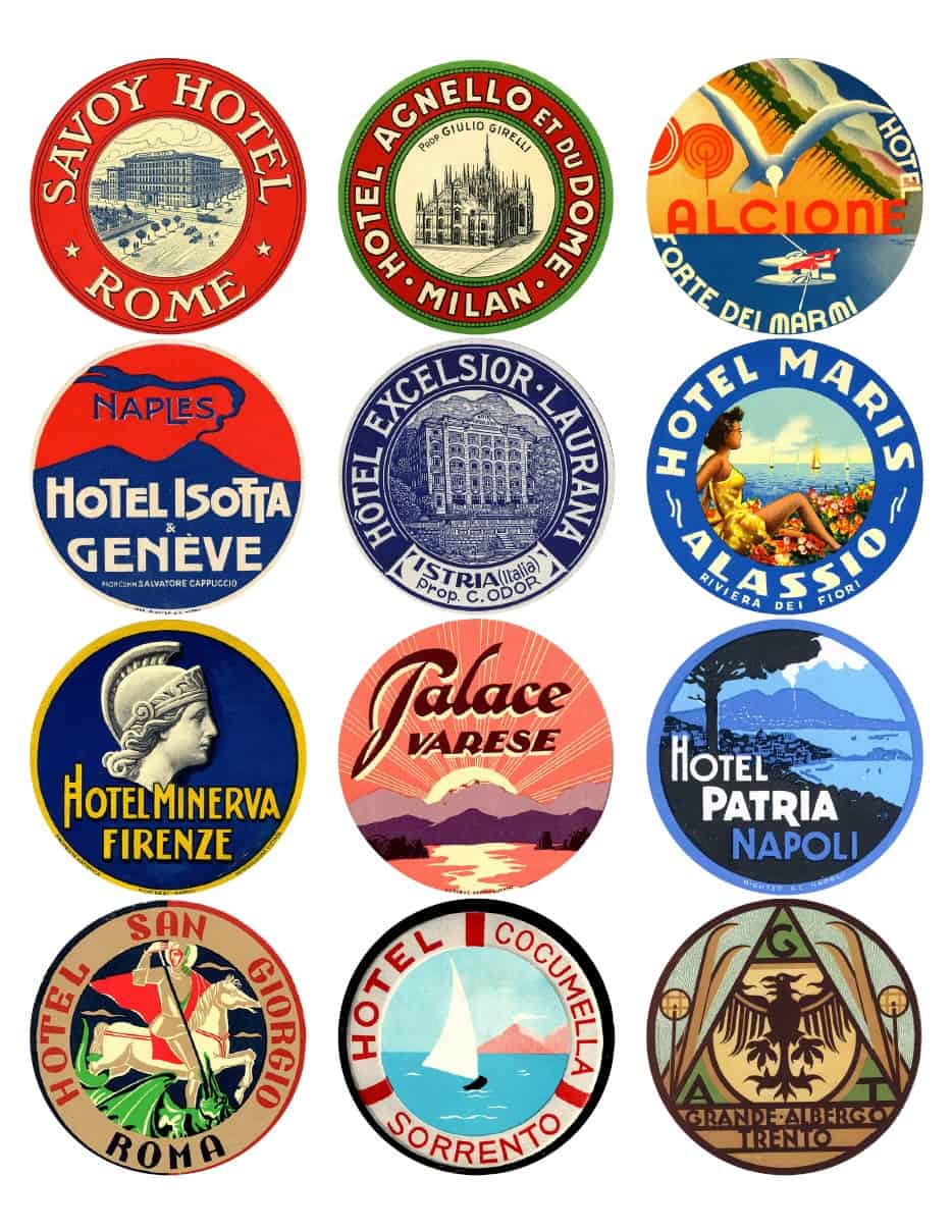 Vintage travel labels - Italy