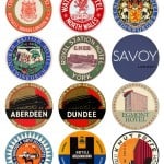 Vintage travel labels - UK, Scandinavia