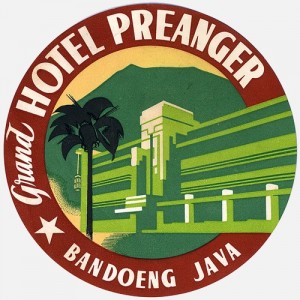 Asia vintage luggage label